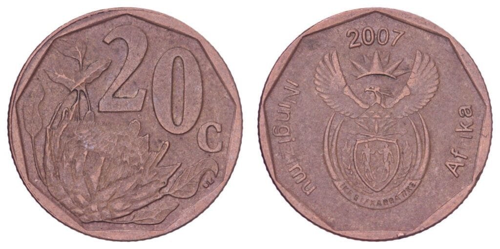 SOUTH AFRICA 20 cents 2007 / iNingizimu Africa / VF