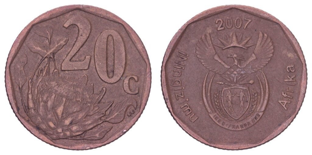 SOUTH AFRICA 20 cents 2007 / iNingizimu Africa / VF