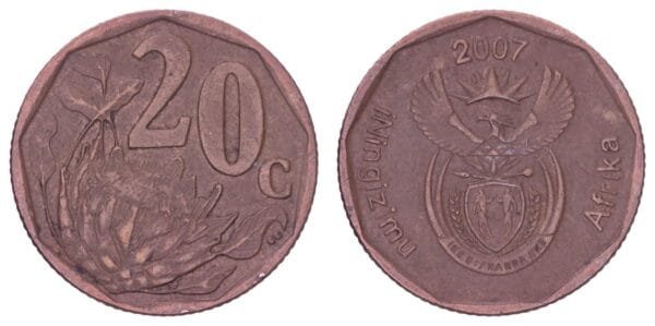 SOUTH AFRICA 20 cents 2007 / iNingizimu Africa / VF