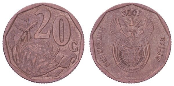 SOUTH AFRICA 20 cents 2007 / iNingizimu Africa / VF