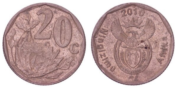 SOUTH AFRICA 20 cents 2010 / Ningizimu Africa / VF