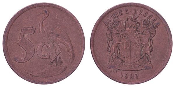 SOUTH AFRICA 5 cents 1997 / Africa-Dzonga / VF