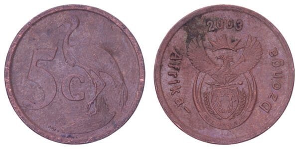 SOUTH AFRICA 5 cents 2003 / Africa-Dzonga / VF