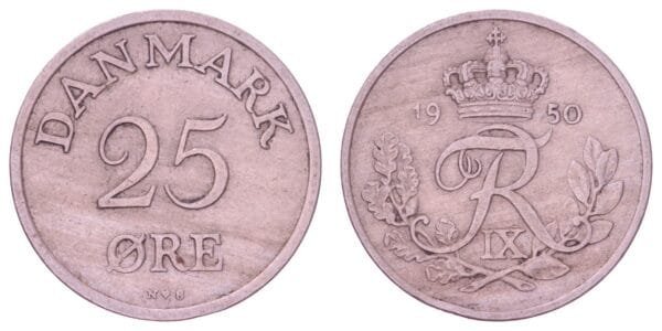 DENMARK 25 ore 1950 VF
