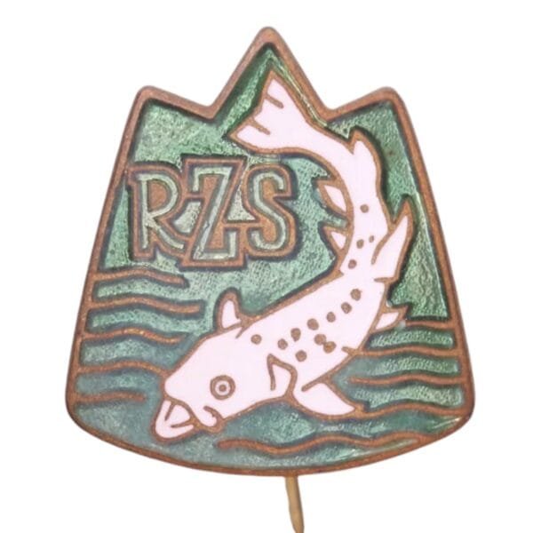 SLOVENIA Slovienian Fishing Association vintage enameled lapel pin
