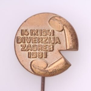 YUGOSLAVIA Croatia Zagreb / 1941 WWII Partisan Diversion - destroying of telephone lines / vintage lapel pin