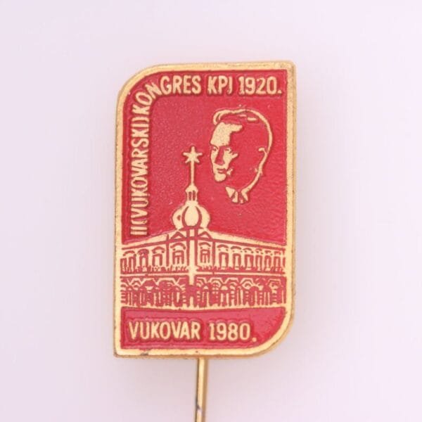 YUGOSLAVIA Communist Party Congerss in Vukovar / 1920-1980 / Josip Broz Tito / vintage lapel pin