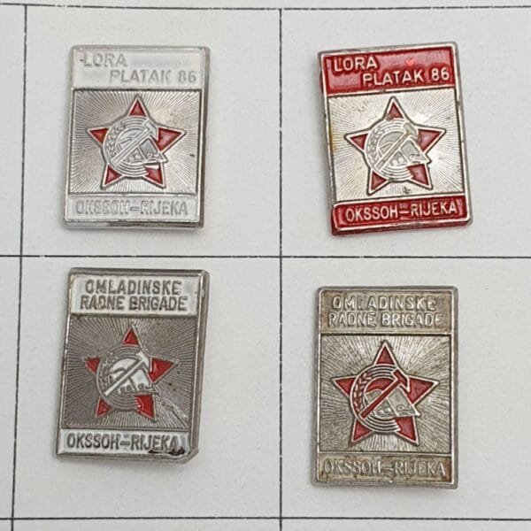 YUGOSLAVIA Croatia / Communist Youth Labour Action / Rijeka / lapel pins lot / 4 pcs.