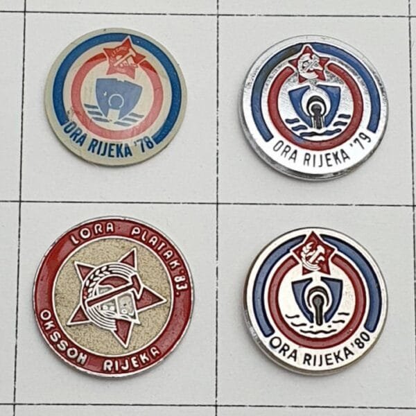 YUGOSLAVIA Croatia / Communist Youth Labour Action / ORA Rijeka / lapel pins lot / 4 pcs.