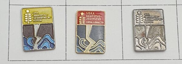YUGOSLAVIA Montenegro / Communist Youth Labour Action / ORA Kotor / lapel pins lot / 3 pcs.