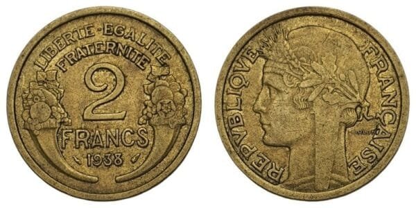 FRANCE 2 francs 1938 VF