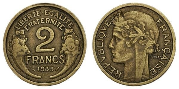 FRANCE 2 francs 1933 VF