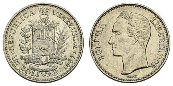 VENEZUELA 1 bolivar 1967 VF+