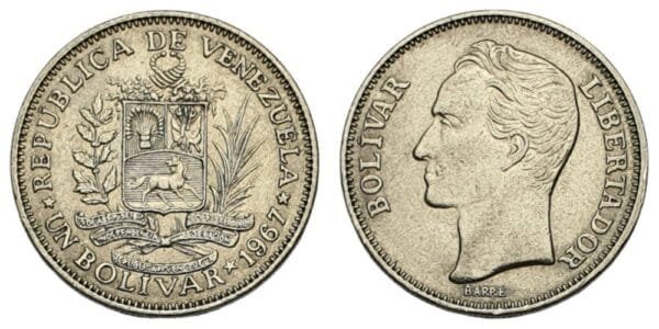 VENEZUELA 1 bolivar 1967 VF