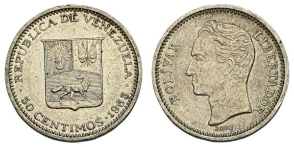 VENEZUELA 50 centimos 1965 VF