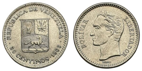 VENEZUELA 25 centimos 1965 XF