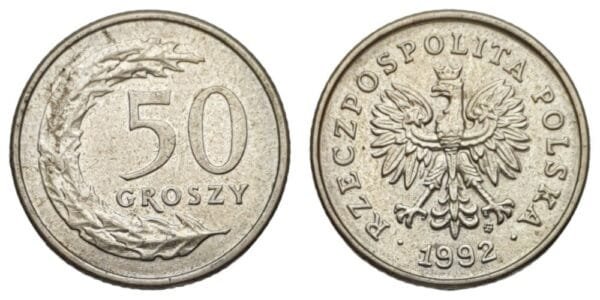 POLAND 50 groszy 1992 VF