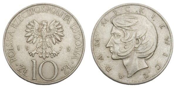 POLAND 10 zloty 1975 / Adam Mickiewicz / VF