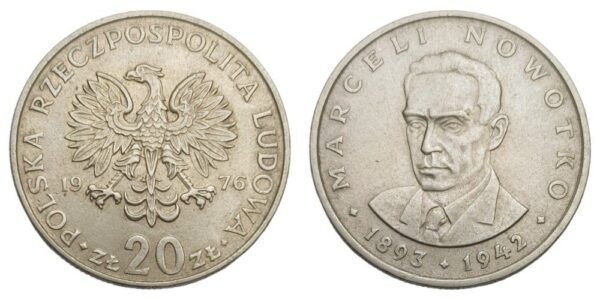 POLAND 20 zloty 1976 / Marceli Nowotko / VF