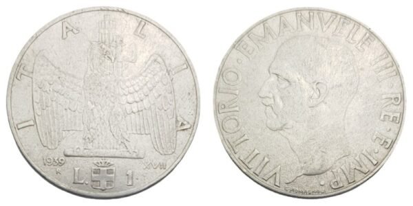 ITALY 1 lira 1939 VF