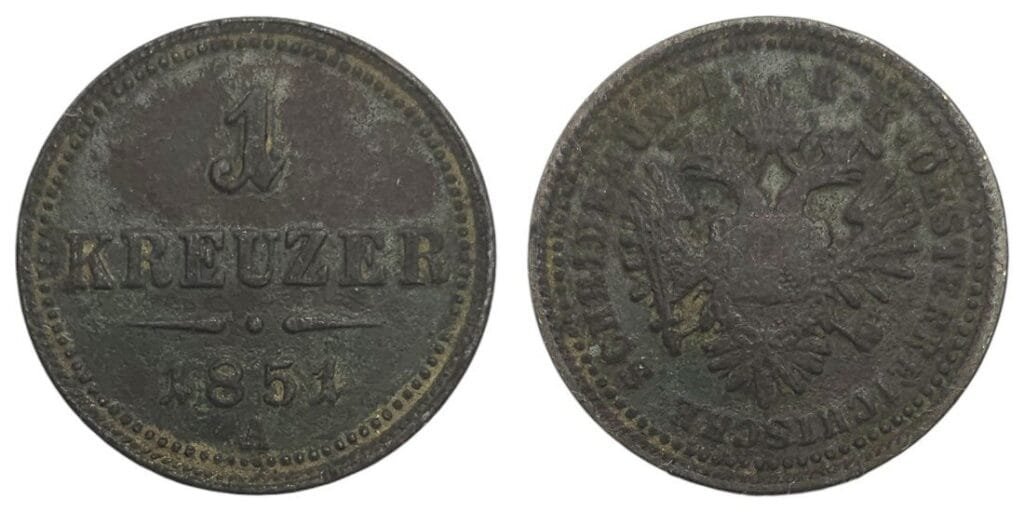 AUSTRIJA 1 kreuzer 1851A VF-