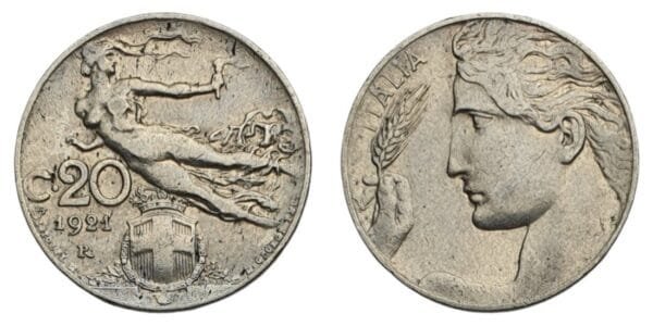 ITALY 20 centesimi 1921 VF
