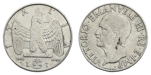 ITALY 1 lira 1940 VF