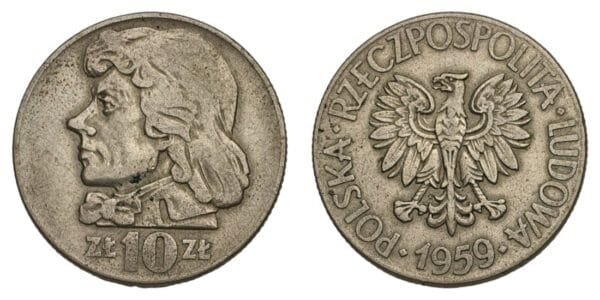 POLAND 10 zlotych 1959 VF
