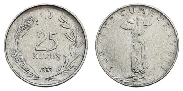 TURKEY 25 kurus 1973 VF
