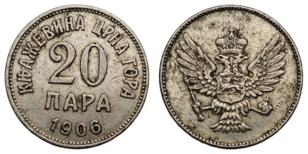 MONTENEGRO 20 para 1906 VF