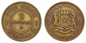 SOMALIA 5 centesimi 1967 VF