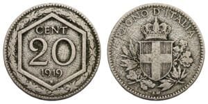 ITALY 20 centesimi 1919R VF