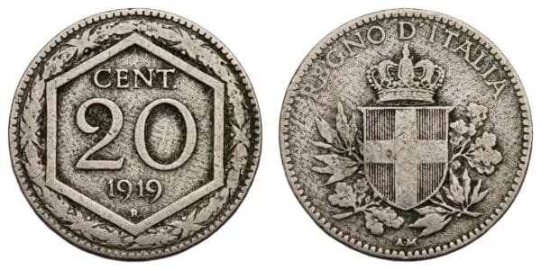 ITALY 20 centesimi 1919R VF