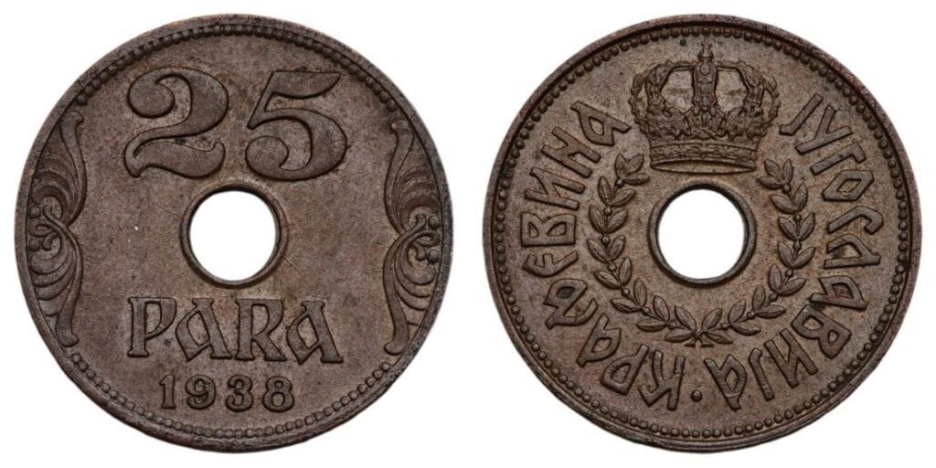 JUGOSLAVIJA 25 para 1938 VF