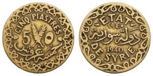 SYRIA 5 piastres 1940 VF