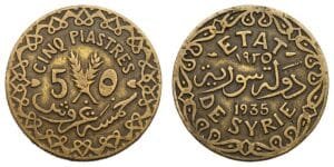 SYRIA 5 piastres 1935 VF