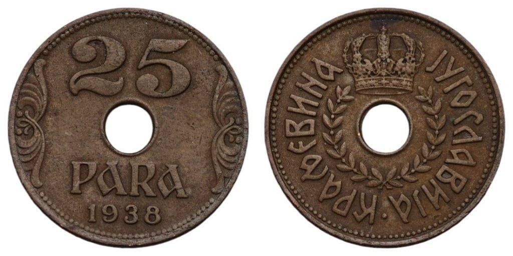 JUGOSLAVIJA 25 para 1938 VF