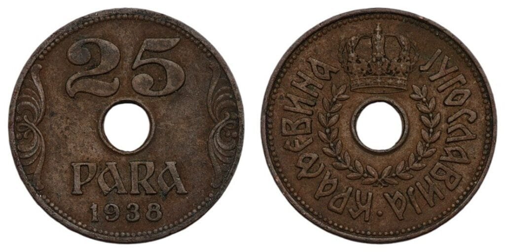 JUGOSLAVIJA 25 para 1938 VF
