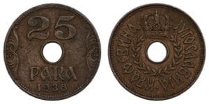 YUGOSLAVIA 25 para 1938 VF