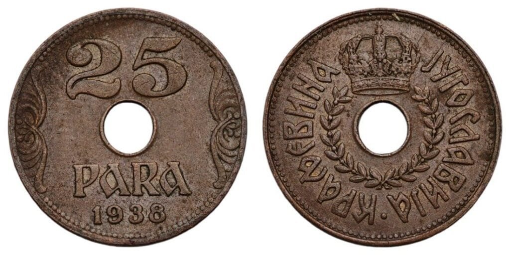 JUGOSLAVIJA 25 para 1938 VF