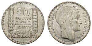 FRANCE 20 francs 1929 / Silver / VF