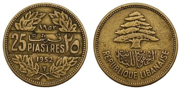 LEBANON 25 piastres 1952 VF