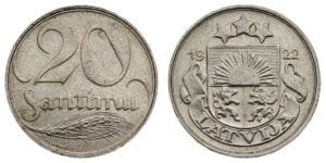 LATVIA 20 santimu 1922 VF