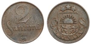 LATVIA 2 santimi 1922 VF