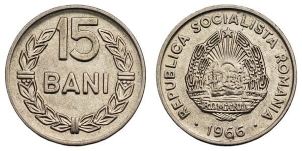 ROMANIA 15 bani 1966 XF