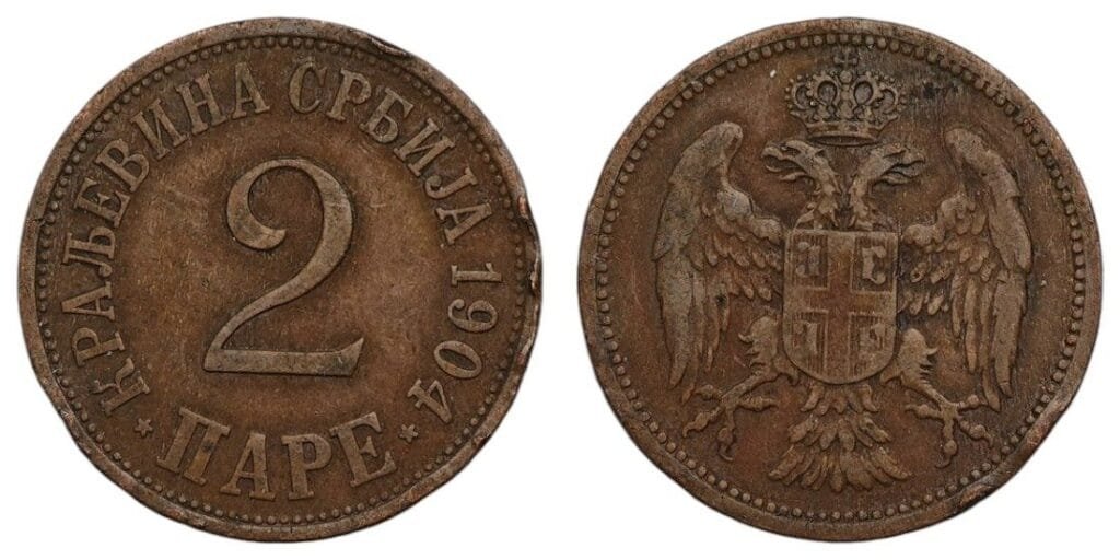 SERBIA 2 pare 1904 F+