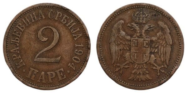 SERBIA 2 pare 1904 F+