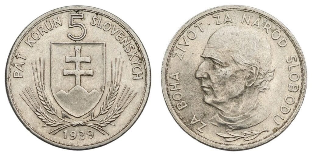 SLOVAKIA 5 korun 1939 / WWII issue / VF