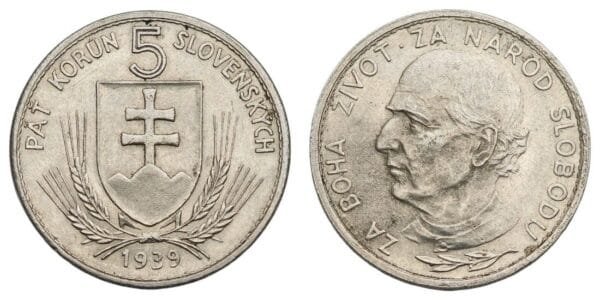 SLOVAKIA 5 korun 1939 / WWII issue / VF