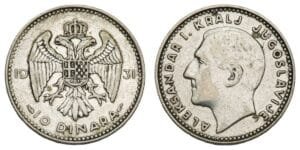 YUGOSLAVIA 10 dinara 1931 / Paris mint / Silver / VF